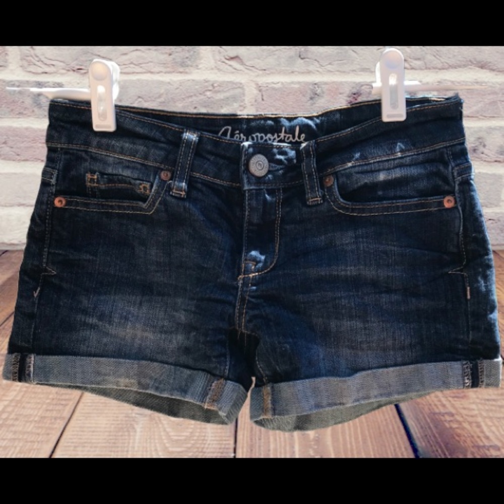 AEROPOSTALE Girl’s Midi Dark Denim Jean Shorts